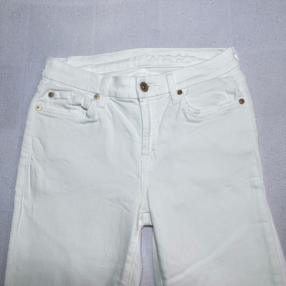 7 For All Mankind Kimmie Bootcut Jeans Womens 28 Stretch White Denim 5 Pocket - Picture 2 of 16